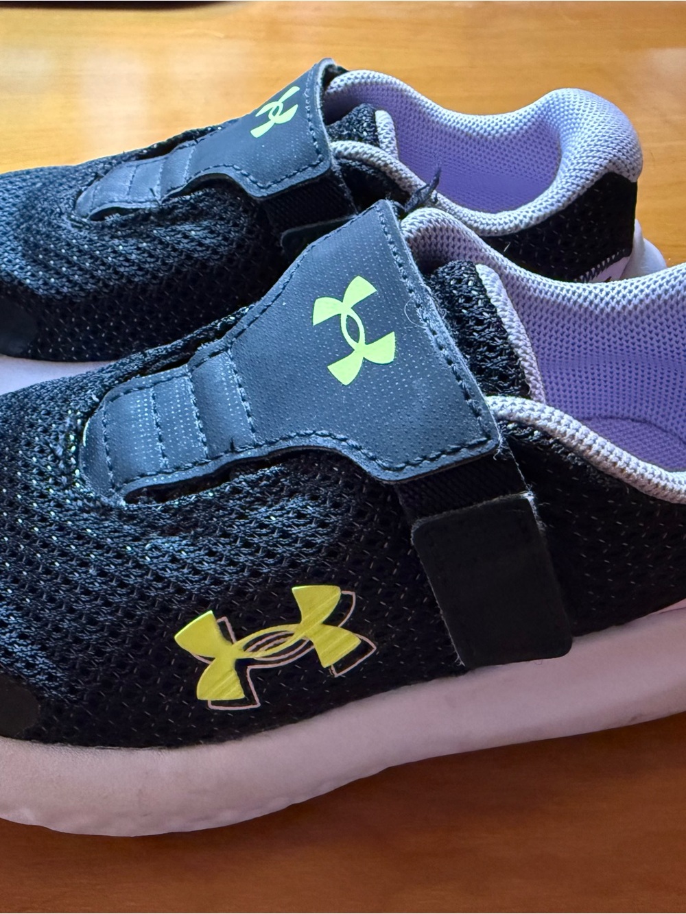 Under Armour Kids Black Mesh Slip-On Sneakers with Neon Yellow Logo